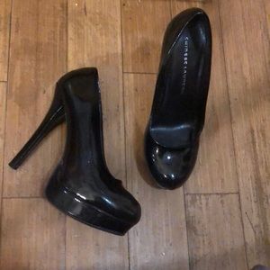 Black six inch stiletto heels